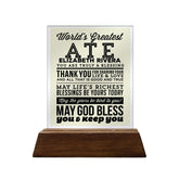 World's Greatest Ate Glass Plaque